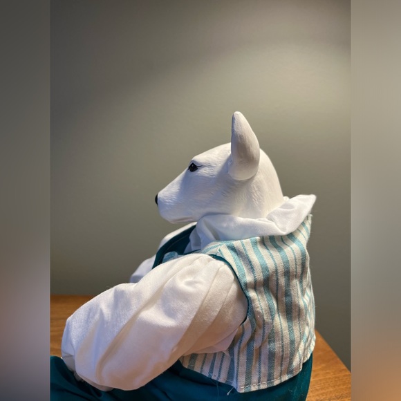 White Bull Terrier Ceramic Handmade Doll - Picture 2 of 13